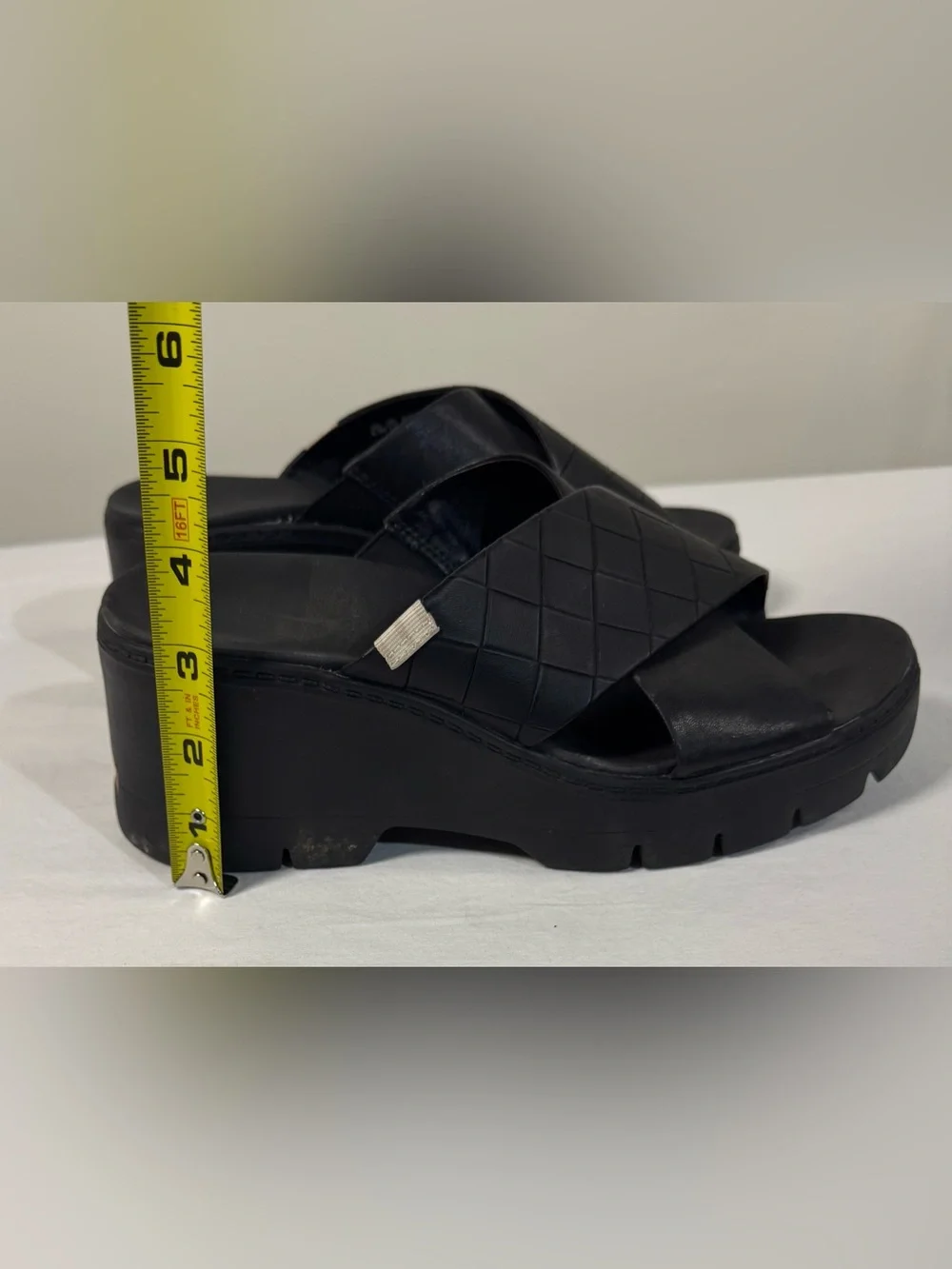 Dr scholls Black platform‎ slides sandals checkin high criss cross women’s 8.5